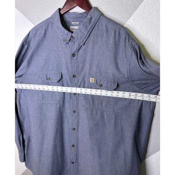 Carhartt Relaxed Fit Long Sleeve Button Front Work Shirt 3XL Tall Blue S202 499 - Picture 6 of 11